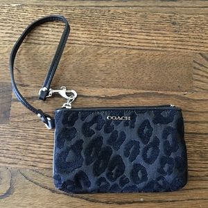 Coach Black Leopard Wristlet NWOT